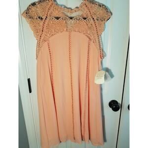 NWT Altar'd State Light Peach Summer Sleeveless Dress Lace Large
